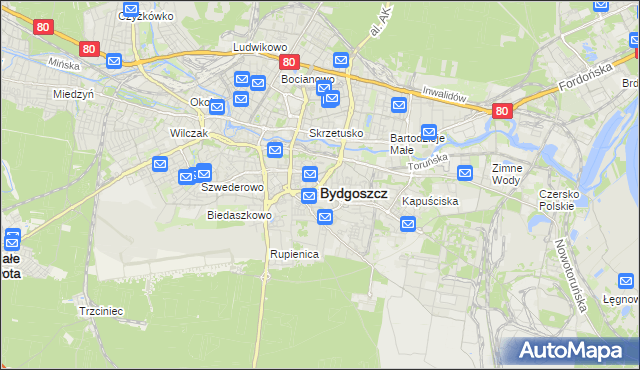 mapa Bydgoszczy, Bydgoszcz na mapie Targeo