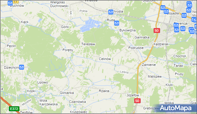 mapa Celinów gmina Dębe Wielkie, Celinów gmina Dębe Wielkie na mapie Targeo