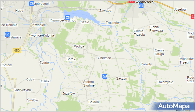 mapa Chełmce gmina Opatówek, Chełmce gmina Opatówek na mapie Targeo
