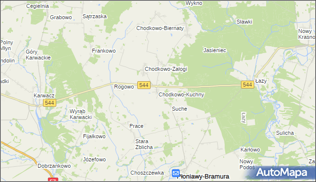 mapa Chodkowo-Kuchny, Chodkowo-Kuchny na mapie Targeo