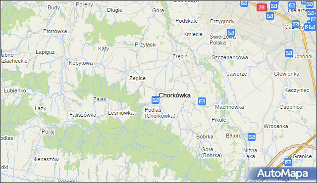mapa Chorkówka, Chorkówka na mapie Targeo