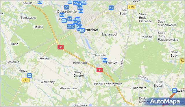 mapa Chroboty, Chroboty na mapie Targeo