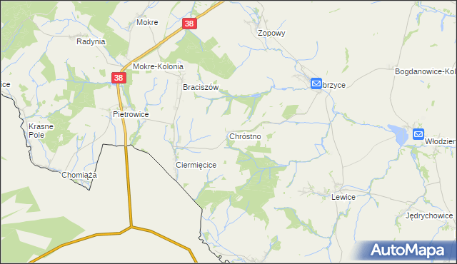 mapa Chróstno, Chróstno na mapie Targeo