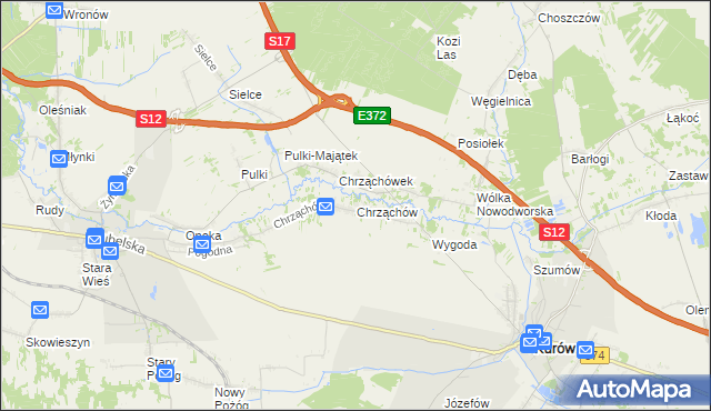 mapa Chrząchów, Chrząchów na mapie Targeo