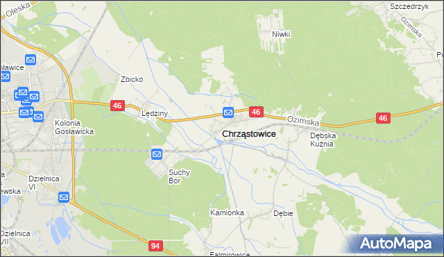 mapa Chrząstowice powiat opolski, Chrząstowice powiat opolski na mapie Targeo