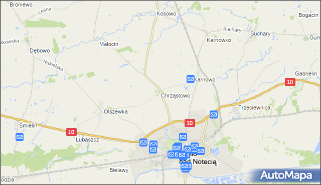 mapa Chrząstowo gmina Nakło nad Notecią, Chrząstowo gmina Nakło nad Notecią na mapie Targeo