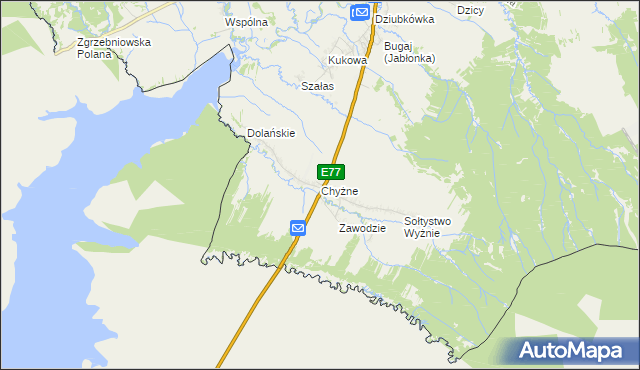 mapa Chyżne, Chyżne na mapie Targeo