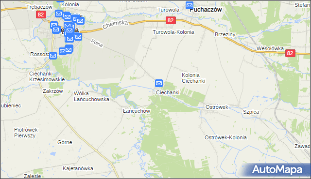 mapa Ciechanki, Ciechanki na mapie Targeo