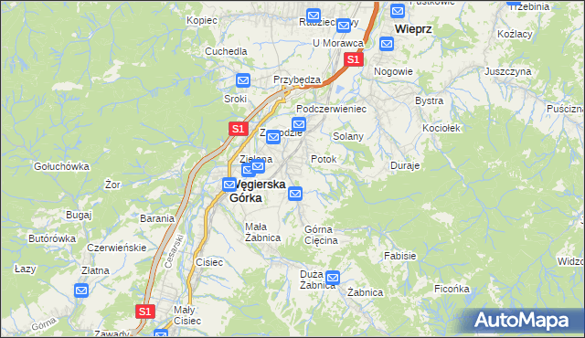 mapa Cięcina, Cięcina na mapie Targeo