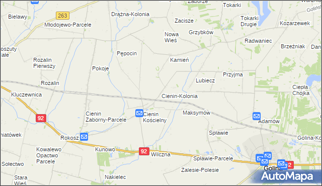 mapa Cienin-Kolonia, Cienin-Kolonia na mapie Targeo