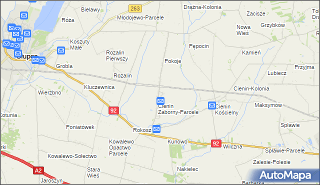 mapa Cienin Zaborny, Cienin Zaborny na mapie Targeo