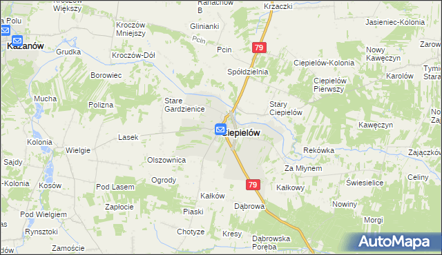 mapa Ciepielów powiat lipski, Ciepielów powiat lipski na mapie Targeo