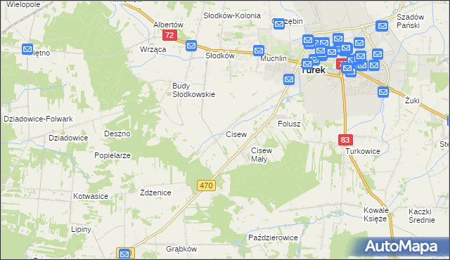 mapa Cisew, Cisew na mapie Targeo