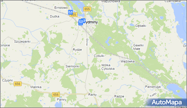 mapa Cybulki, Cybulki na mapie Targeo