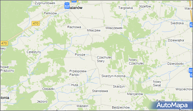 mapa Czachulec Stary, Czachulec Stary na mapie Targeo