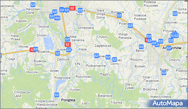 mapa Czaniec, Czaniec na mapie Targeo