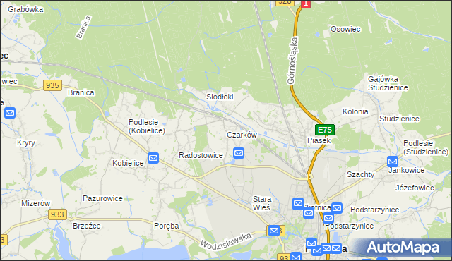 mapa Czarków gmina Pszczyna, Czarków gmina Pszczyna na mapie Targeo