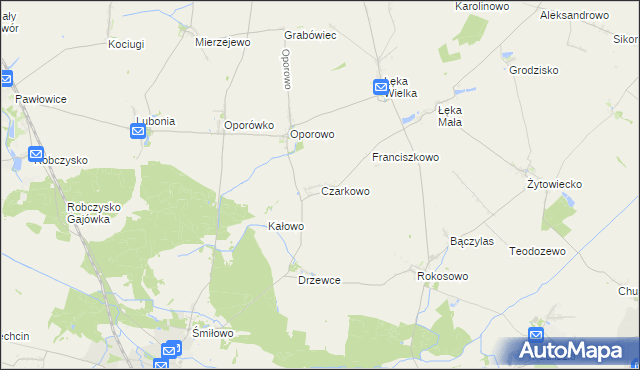 mapa Czarkowo gmina Poniec, Czarkowo gmina Poniec na mapie Targeo