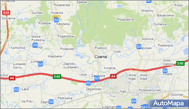 mapa Czarna powiat łańcucki, Czarna powiat łańcucki na mapie Targeo