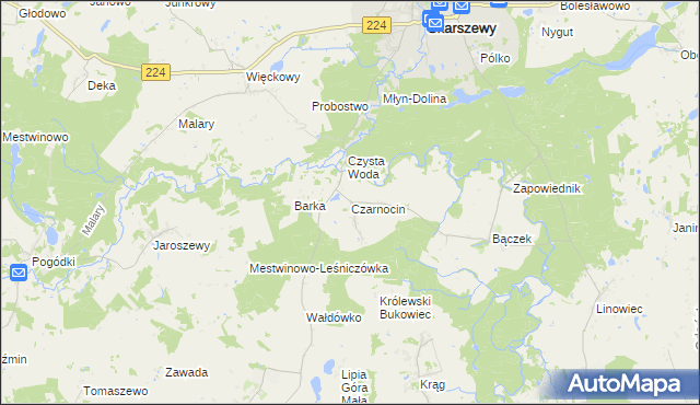 mapa Czarnocin gmina Skarszewy, Czarnocin gmina Skarszewy na mapie Targeo