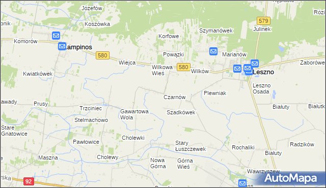 mapa Czarnów gmina Leszno, Czarnów gmina Leszno na mapie Targeo