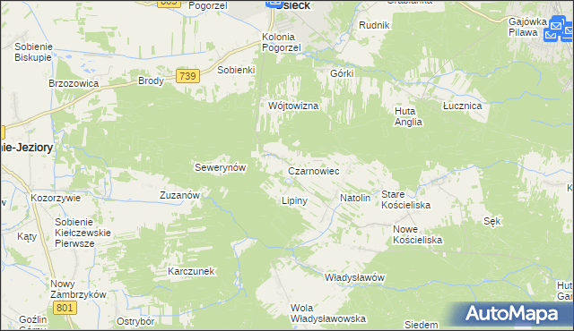 mapa Czarnowiec gmina Osieck, Czarnowiec gmina Osieck na mapie Targeo
