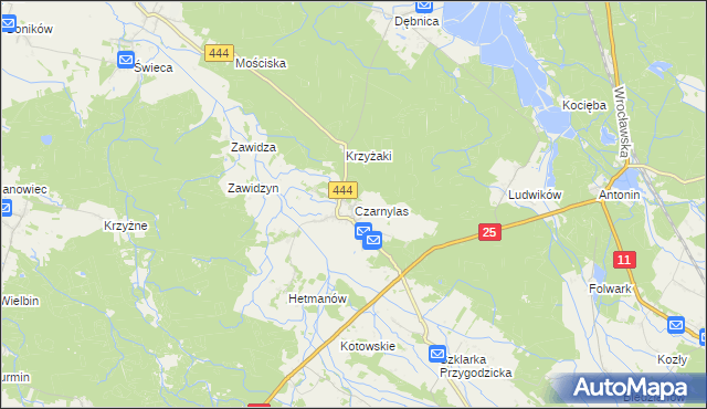 mapa Czarnylas gmina Przygodzice, Czarnylas gmina Przygodzice na mapie Targeo