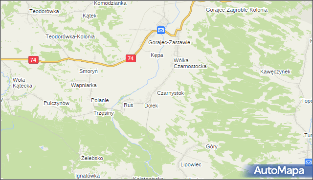 mapa Czarnystok gmina Radecznica, Czarnystok gmina Radecznica na mapie Targeo