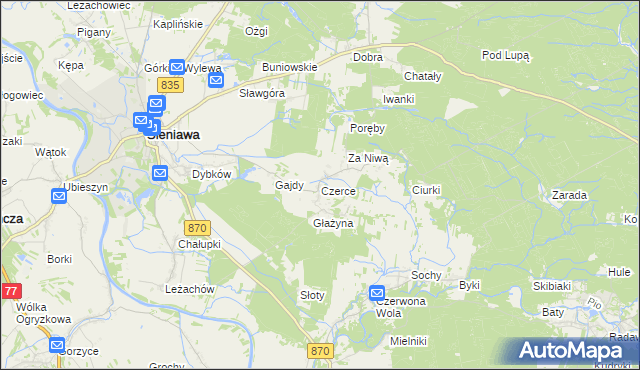 mapa Czerce, Czerce na mapie Targeo