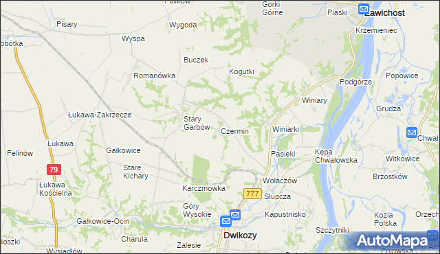mapa Czermin gmina Dwikozy, Czermin gmina Dwikozy na mapie Targeo