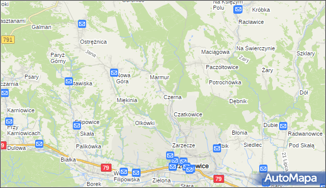 mapa Czerna gmina Krzeszowice, Czerna gmina Krzeszowice na mapie Targeo