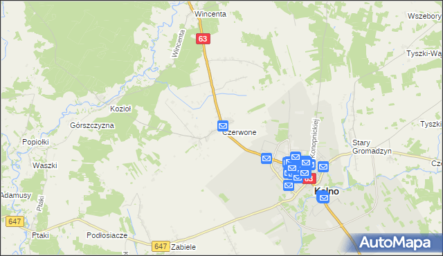mapa Czerwone, Czerwone na mapie Targeo