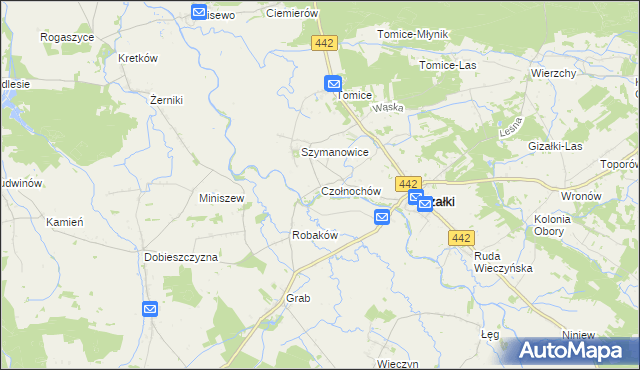 mapa Czołnochów, Czołnochów na mapie Targeo