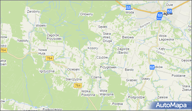 mapa Czyżów gmina Łagów, Czyżów gmina Łagów na mapie Targeo