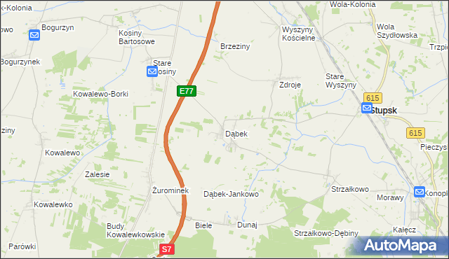 mapa Dąbek gmina Stupsk, Dąbek gmina Stupsk na mapie Targeo
