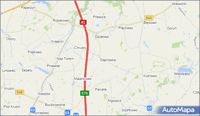 mapa Dąbrówka gmina Płużnica, Dąbrówka gmina Płużnica na mapie Targeo