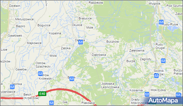 mapa Dąbrówka gmina Rzezawa, Dąbrówka gmina Rzezawa na mapie Targeo