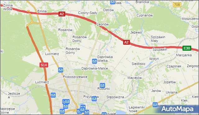 mapa Dąbrówka-Strumiany, Dąbrówka-Strumiany na mapie Targeo