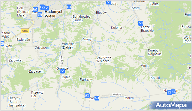 mapa Dąbrówka Wisłocka, Dąbrówka Wisłocka na mapie Targeo