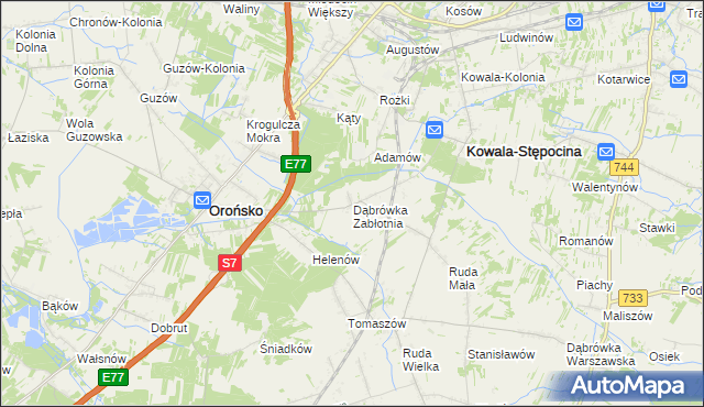 mapa Dąbrówka Zabłotnia, Dąbrówka Zabłotnia na mapie Targeo