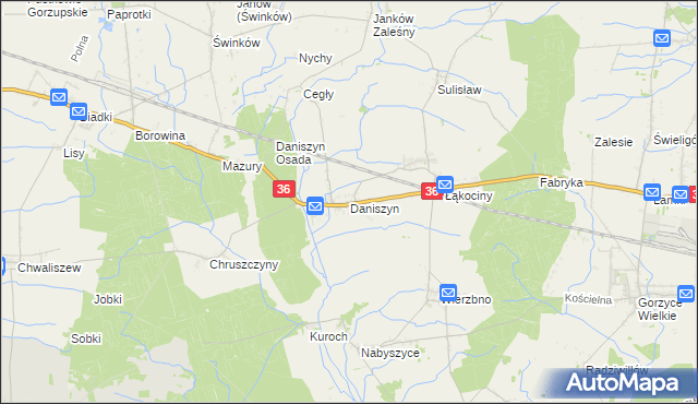 mapa Daniszyn, Daniszyn na mapie Targeo