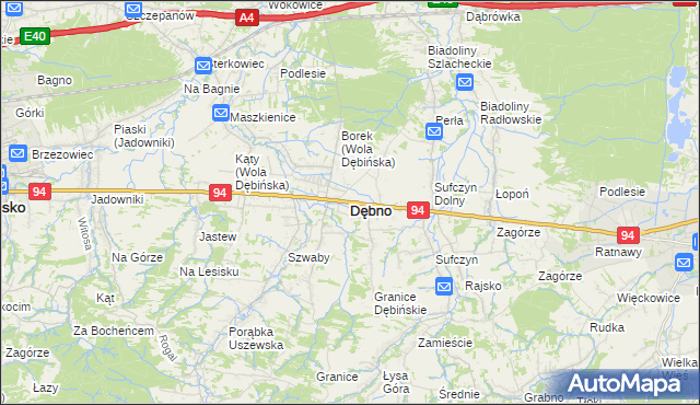 mapa Dębno powiat brzeski, Dębno powiat brzeski na mapie Targeo