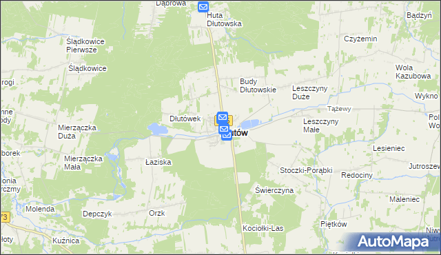 mapa Dłutów, Dłutów na mapie Targeo