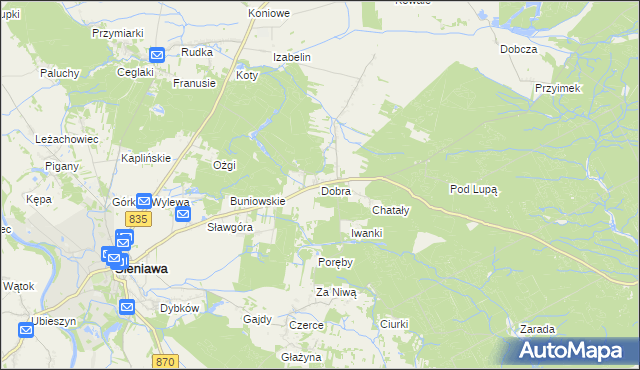 mapa Dobra gmina Sieniawa, Dobra gmina Sieniawa na mapie Targeo