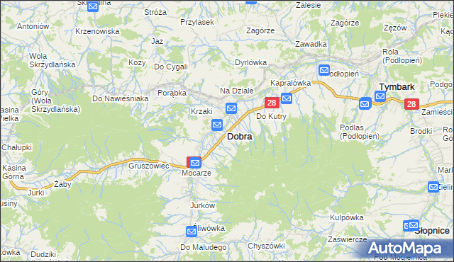 mapa Dobra powiat limanowski, Dobra powiat limanowski na mapie Targeo