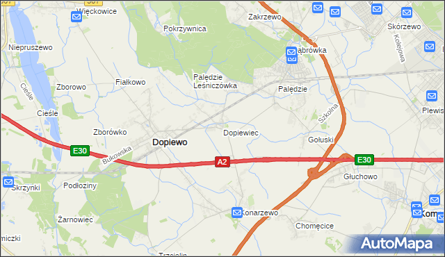mapa Dopiewiec, Dopiewiec na mapie Targeo