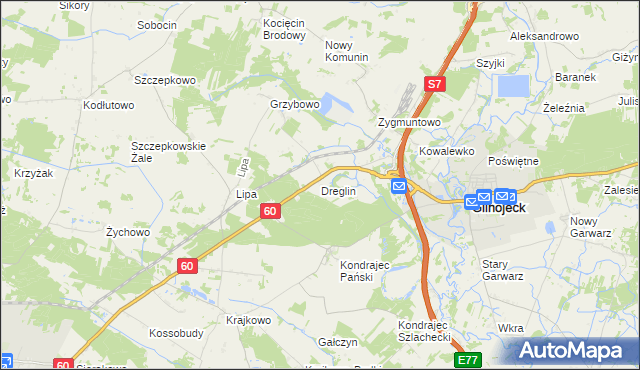 mapa Dreglin, Dreglin na mapie Targeo