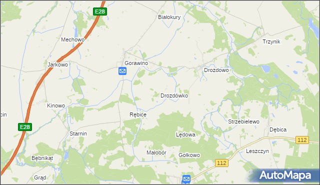 mapa Drozdówko gmina Rymań, Drozdówko gmina Rymań na mapie Targeo