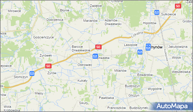 mapa Drwalew gmina Chynów, Drwalew gmina Chynów na mapie Targeo