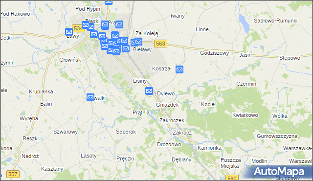 mapa Dylewo gmina Rypin, Dylewo gmina Rypin na mapie Targeo